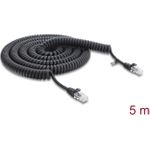 Delock RJ45 Spiralkabel Stecker zu Stecker Cat.5e 5 m schwarz (88019)