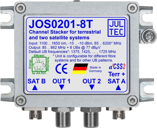 Jultec Einkabelumset. f.2 SAT JOS0201-8Tu.Terrestrik 2xGlasfaser FC/PC 8xRec. (JOS0201-8T)
