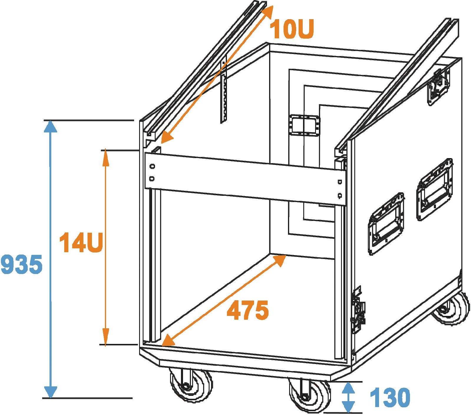 ROADINGER Spezial-Kombi-Case Profi, 14HE mit Rollen (3010999P)