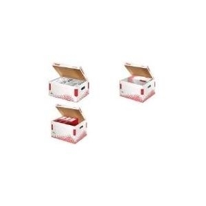 Esselte Archiv-Klappdeckelbox SPEEDBOX, DIN A4, weiß/rot, für Format DIN A4+, aus 100% recycelter Pappe, zu 100% - 15 Stück (623911)