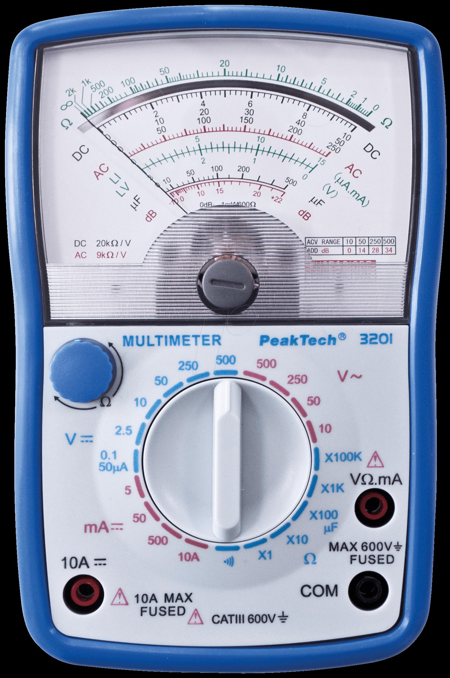 3201 - Multimeter, analog, 10 A, 500 V AC/DC (P 3201)