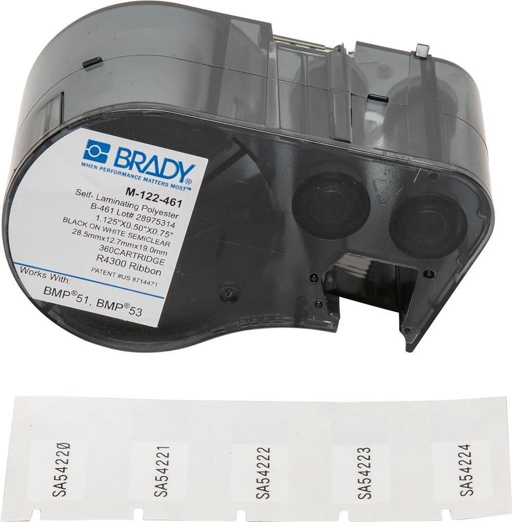 Brady M-122-461 Druckeretikett Schwarz - Transparent - Weiß Selbstklebendes Druckeretikett (143294)