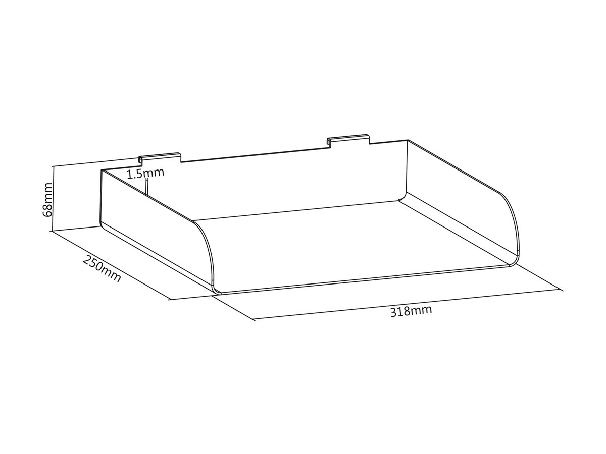 InLine Slatwall Large Regal 31,8 cm x 25 cm x 6,8 cm Stahl Weiß