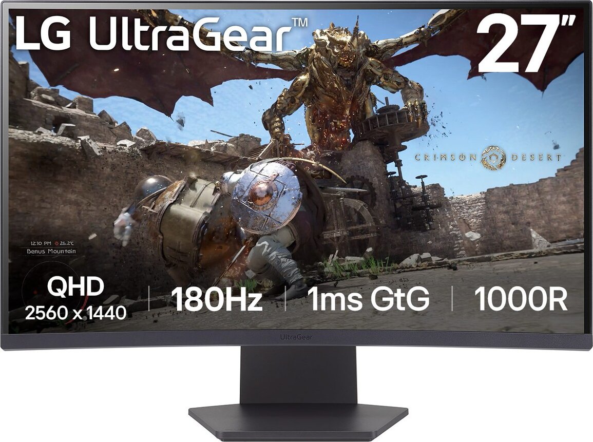 LG UltraGear 27GS60QX-B 68.4 cm (27 Zoll) - schwarz, WQHD, VA, Curved, AMD Free-Sync, 180Hz Panel (27GS60QX-B.AEUQ)