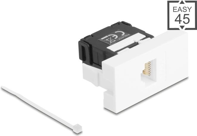 Delock Easy 45 RJ45 Buchse zu LSA Cat.6A 180° werkzeugfrei schwarz weiß (90879)