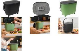 EDA Kompostbehälter mit Aktivkohlefilter, grün/anthrazit Fassungsvermögen: 10 Liter, aus Kunststoff, ergonomischer - 1 Stück (013121 V.CT/G.A)