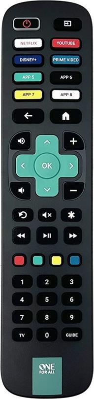 One For All URC4923 Ersatzfernbedienung für Roku TV, lernfähig, 1 Gerät, Schwarz