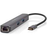 Nedis USB Multi-Port-Adapter USB 3.2 Gen1 6-in-1 - USB-C™ Stecker, HDMI™ Ausgang, RJ45 Buchse, 2x USB-A Buchse, 2x USB-C™, 5 Gbps, grau (CCBW64230AT02)