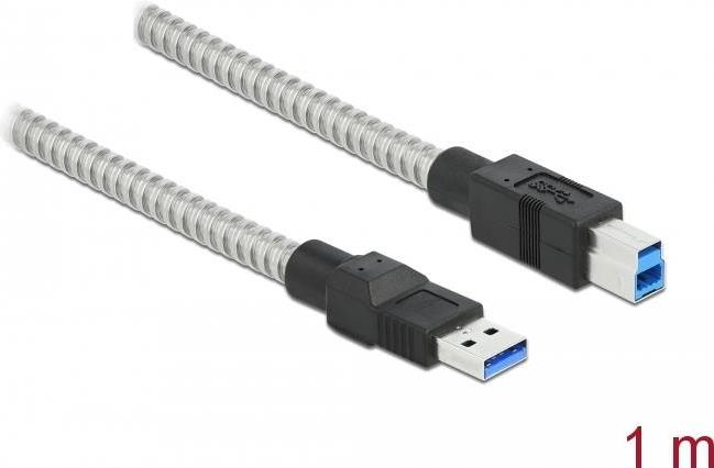 Delock USB 3.2 Gen 1 Kabel Typ-A Stecker zu Typ-B Stecker mit Metallmantel 1 m (86778)