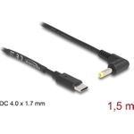 Delock Stromkabel 24 pin USB-C (M) gerade zu Gleichstromstecker 4,0 x 1,7 mm (M) gewinkelt  2 A (85665)