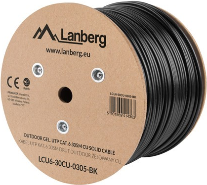 Lanberg LCU6-30CU-0305-BK Netzwerkkabel Schwarz 305 m Cat6 U/UTP (UTP) (LCU6-30CU-0305-BK)