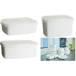 plast team Mikrowellendose Micro, 1,3 Liter, rechteckig weiß/transparent, aus PP, Deckel transparent, Dose weiß, - 1 Stück (15440800)