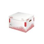Esselte Archiv-Klappdeckelbox SPEEDBOX, für Ordner, weiß/rot für Format DIN A4, aus 100% recycelter Pappe, zu 100% - 15 Stück (623914)