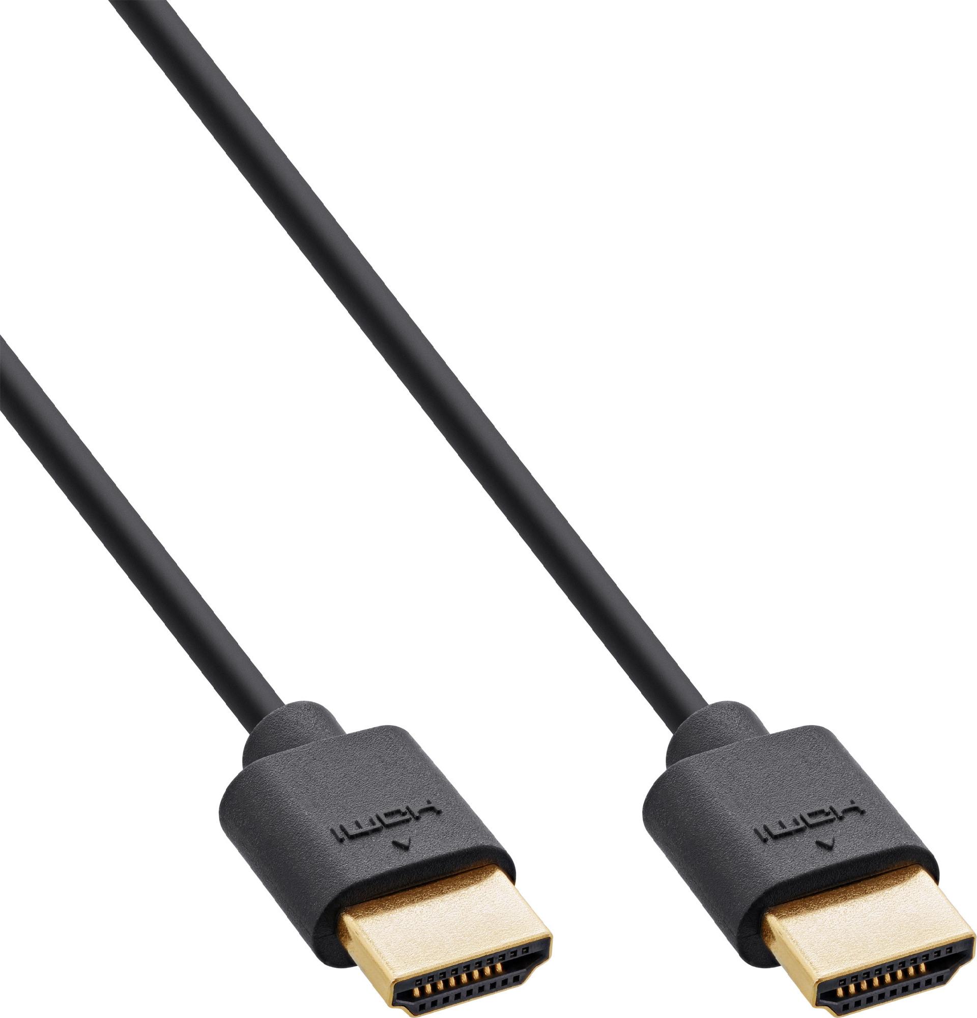 InLine Slim Ultra High Speed HDMI Kabel mit Ethernet HDMI 2.1 8K4K 48 Gbit/s 2 m Schwarz