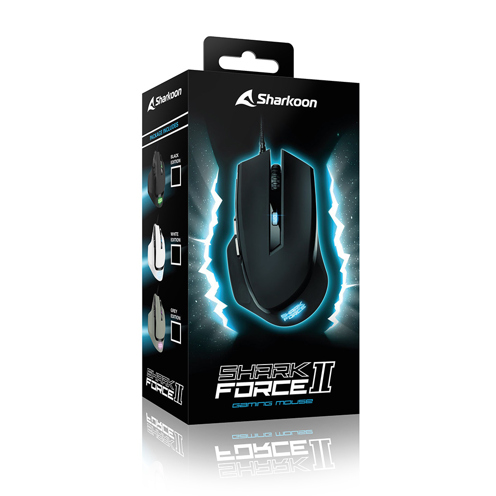 Sharkoon SHARK Force II Gaming-Maus 4200 DPI USB Typ-A 6 Tasten Weiß