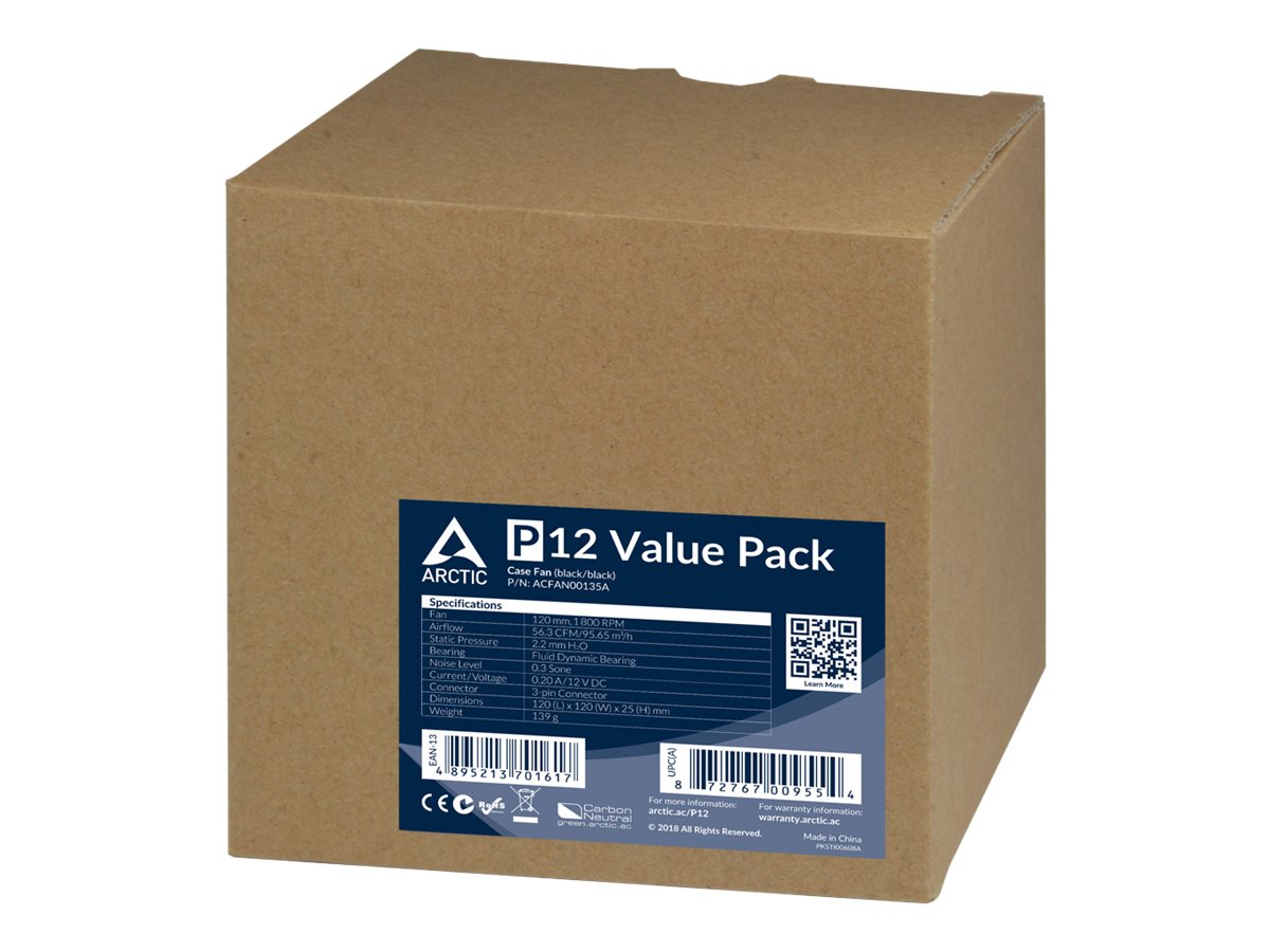 ARCTIC P12 Value Pack 120mm Gehäuselüfter 5er-Set Schwarz