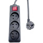 MicroConnect 3-way Power Strip on/off switch FR Type E 1.5m Black - Steckdosenleiste (MC-PSOO030150FRB)