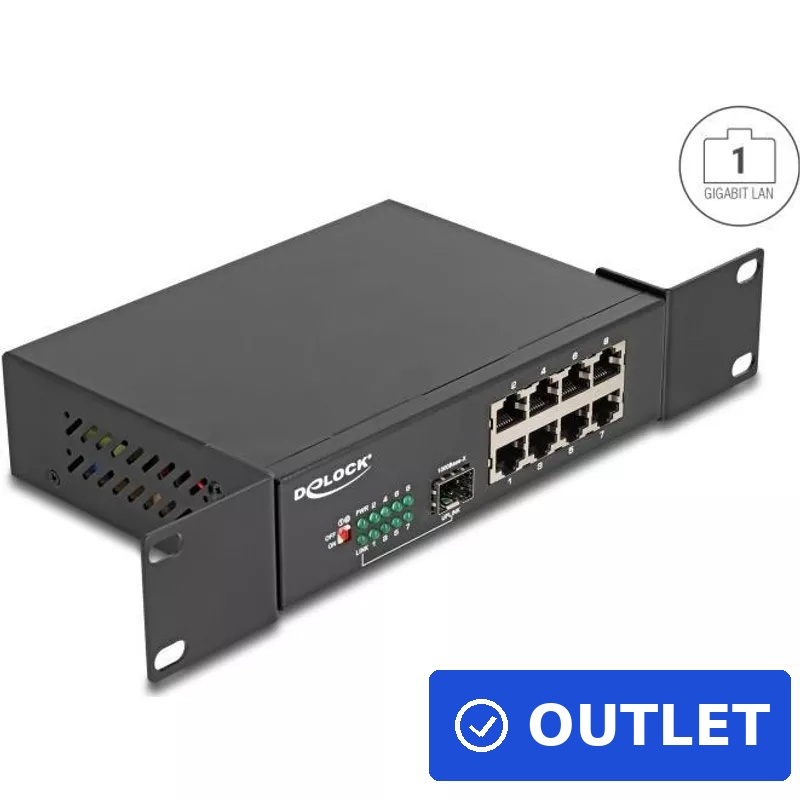 DeLOCK 88064 Netzwerk-Switch Unmanaged Gigabit Ethernet (10/100/1000) Schwarz (88064) (geöffnet)