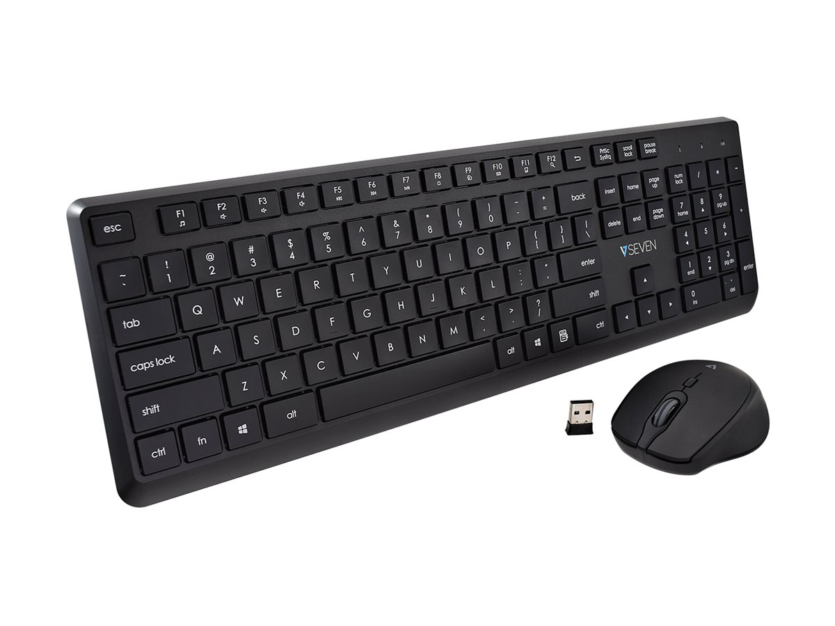 V7 CKW350US Kabelloses Tastatur-Maus-Set QWERTY US Schwarz