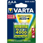 Varta Power Accu - Batterie 4 x AAA Typ NiMH 800 mAh (56703 101 404)