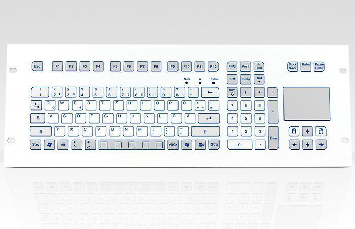 GETT IndoDur KS18336 Industrie-Tastatur Membran USB QWERTZ Touchpad IP65 Weiß