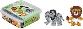 Hama Bügelperlen maxi + Stiftplatten "Löwe, Elefant", in Box Durchmesser Bügelperle maxi: 10,0 mm - 1 Stück (00008751)