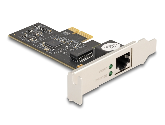 Delock PCIe x1 Netzwerkadapter 1x RJ45 5 Gigabit LAN RTL8126 Low-Profile Schwarz/Silber