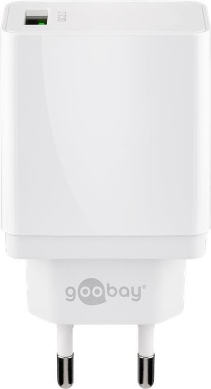 Goobay USB-Schnellladegerät QC3.0 18W, Weiß - lädt bis zu 4x schneller als Standardladegeräte (44955)