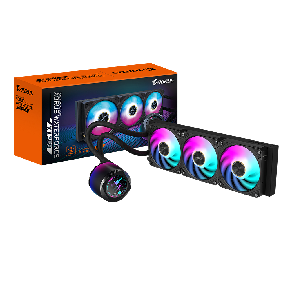 AORUS WATERFORCE X II 360 All-in-One-Wasserkühlung 3x 120mm ARGB LCD Schwarz