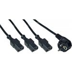 InLine® Netz-Y-Kabel, 1x Schutzkontaktstecker zu 3x Kaltgerätestecker, 1m (16657G)