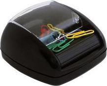 pavo Klammerspender auf Rollen mit Magneten, schwarz aus Kunststoff, mit drehbarem Magnet, inkl. 20 Büroklammern, - 1 Stück (8046621)