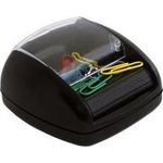 pavo Klammerspender auf Rollen mit Magneten, schwarz aus Kunststoff, mit drehbarem Magnet, inkl. 20 Büroklammern, - 1 Stück (8046621)