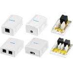 LogiLink Anschlussdose Kat.6A mit Aufputzbox, 2x RJ45, weiß ähnlich RAL 9003, Kat.6A Class EA Channel Link nach ISO/IEC - 1 Stück (NP0101)