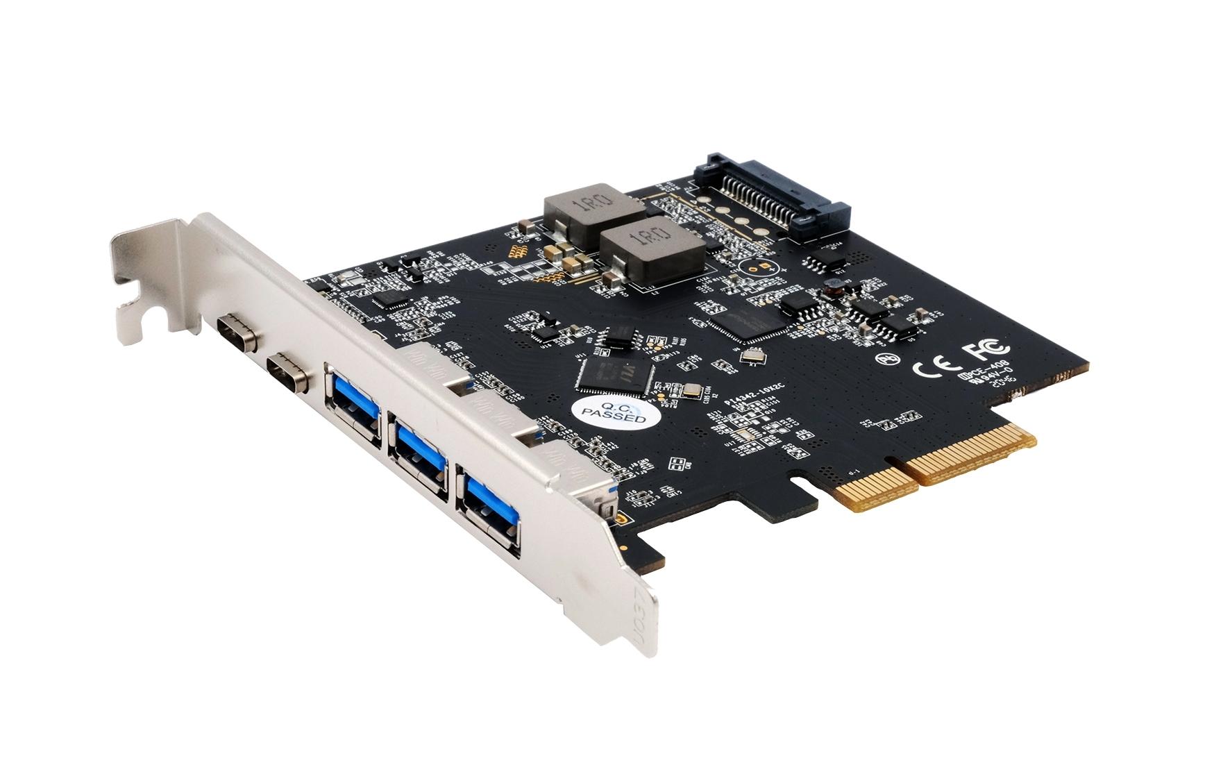 Exsys EX-12006 PCIe Schnittstellenkarte 5 Port USB 3.2 Gen 2 mit 3x USB-A und 2x USB-C