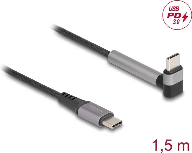 Delock USB 2.0 Kabel Type-C Stecker zu gewinkelt mit Ständerfunktion PD 3.0 60 (81172)