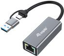 Equip Adapter USB-C -> RJ45 10/100/1000/2500 Mbps+ USB-A (133495)