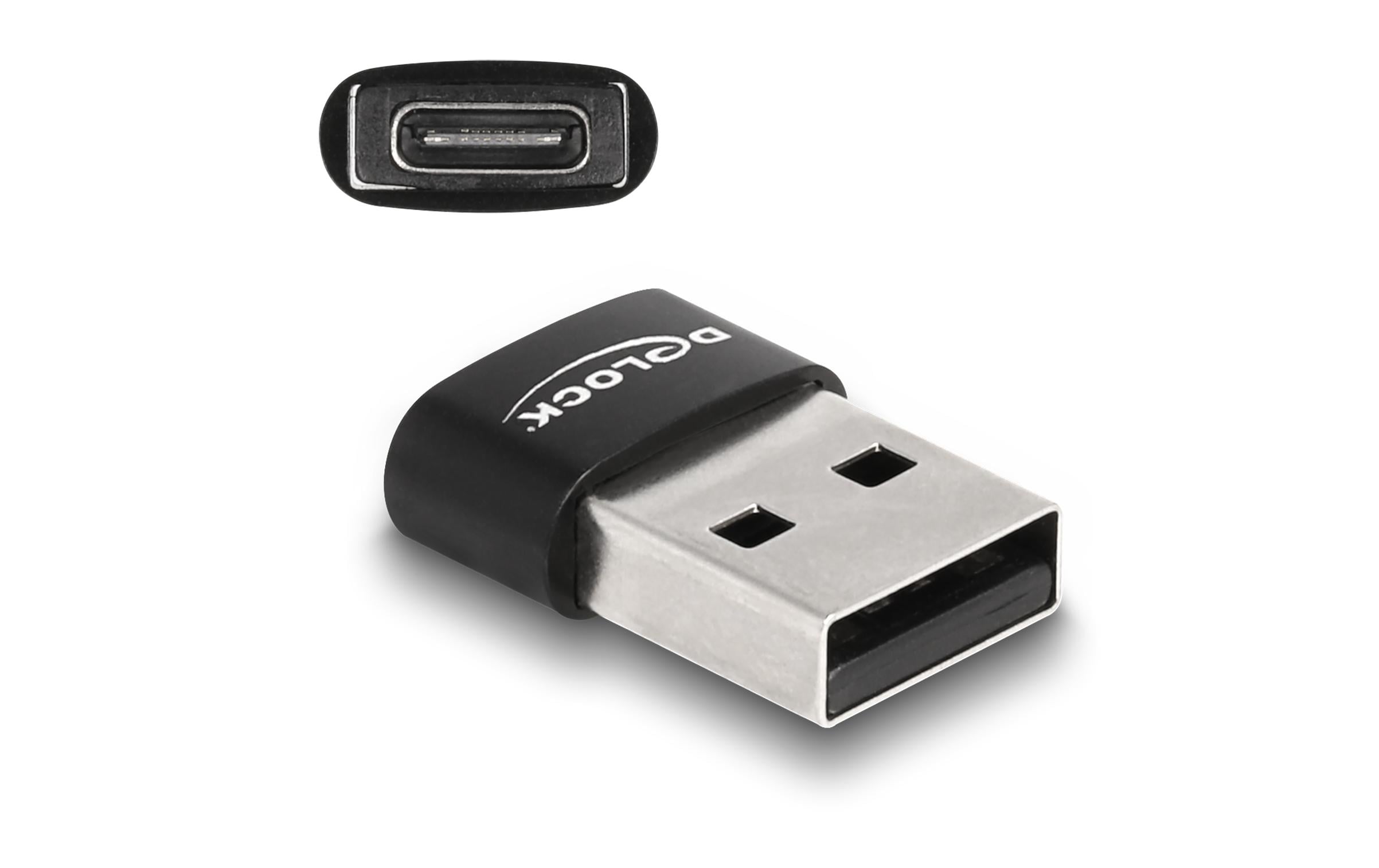 Delock 60002 USB-Adapter USB-A Stecker zu USB-C Buchse Schwarz