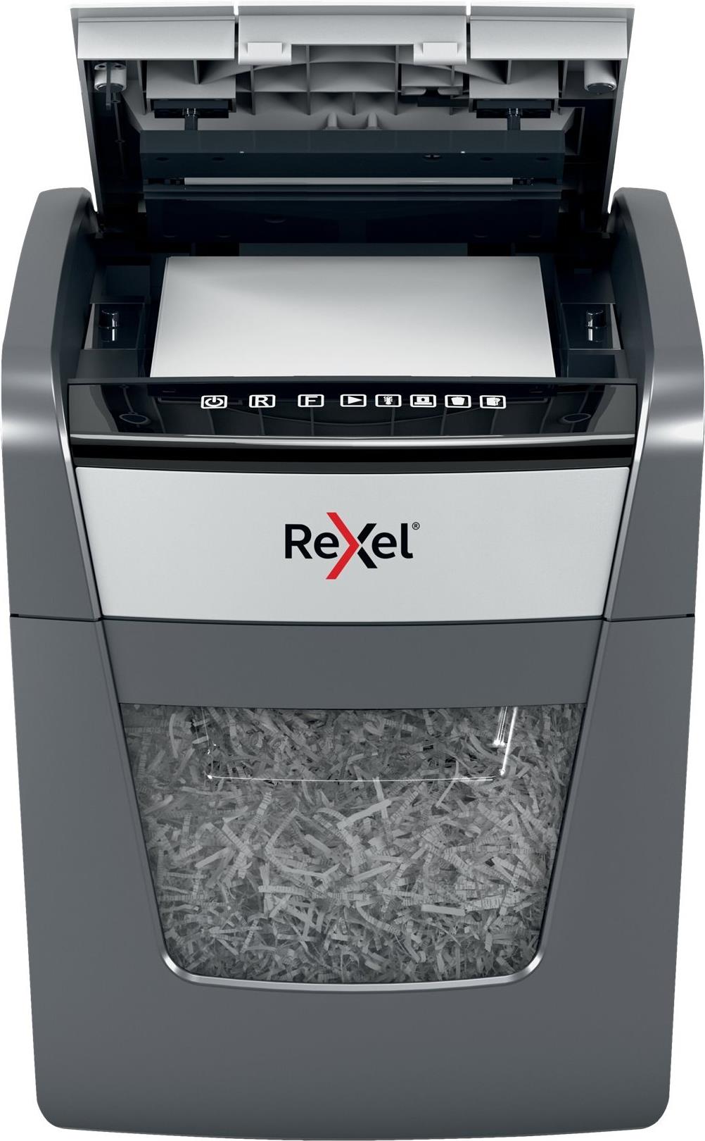 Rexel Optimum AutoFeed+ 50X Aktenvernichter Kreuzschnitt P-4 50 Blatt Schwarz, Grau