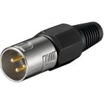 Mikrofonstecker, 3-polig, schwarz - geschraubte Zugentlastung
