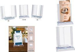 EUROPEL Tisch-Prospekthalter, verstellbar, 1 Fach, glasklar aus hochwertigem Polystrol, verstellbar in 3 Stufen, - 1 Stück (350078)