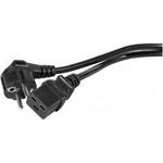 Netzanschlusskabel 16 A, Schutzkontaktstecker gewinkelt an 16 A Kaltgerätebuchse C19 gerade, schwarz (808018)