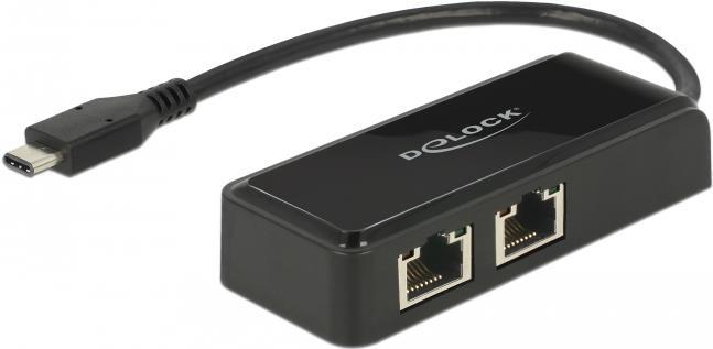 DeLock Adapter USB-C 3,1 Gen 1 > 2 x Gigabit LAN 10/100/1000 Mb/s (63927)