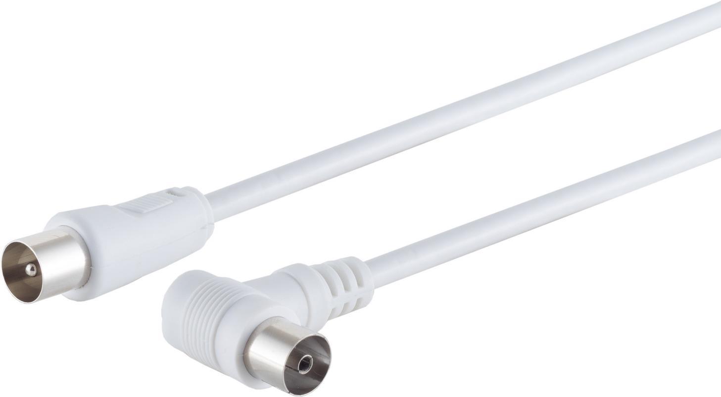 S/CONN maximum connectivity Antennenkabel, 100% geschirmt, Winkel auf Gerade, > 80 dB, weiß, 3,75m (80034-32)