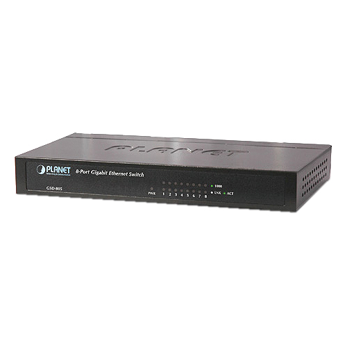 PLANET GSD-805 Unmanaged Switch 8-Port Gigabit Schwarz