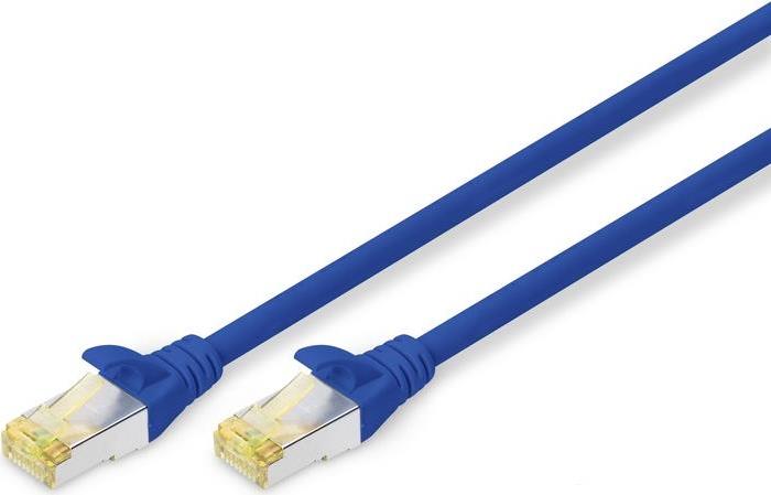 DIGITUS - Patch-Kabel - RJ-45 (M) bis RJ-45 (M) - 7 m - SFTP - CAT 6a - halogenfrei, geformt, ohne Haken - Blau (Packung mit 5)