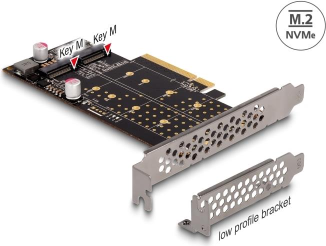 Delock PCI Express x8 Karte zu 2 x intern NVMe M.2 Key M - Bifurcation Low Profile