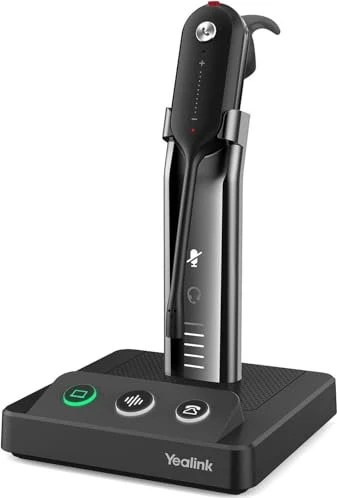 Yealink WH63-UC DECT Wireless Headset mit Basisstation, 120 m Reichweite, UC-kompatibel (WH63-UC)