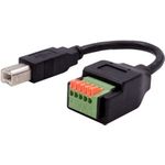 EXSYS GmbH Kabel-Adapter USB-B Stecker zu 5-pin Terminal Block mit Drucktaster, USB 2.0, 15 cm (EX-49131)