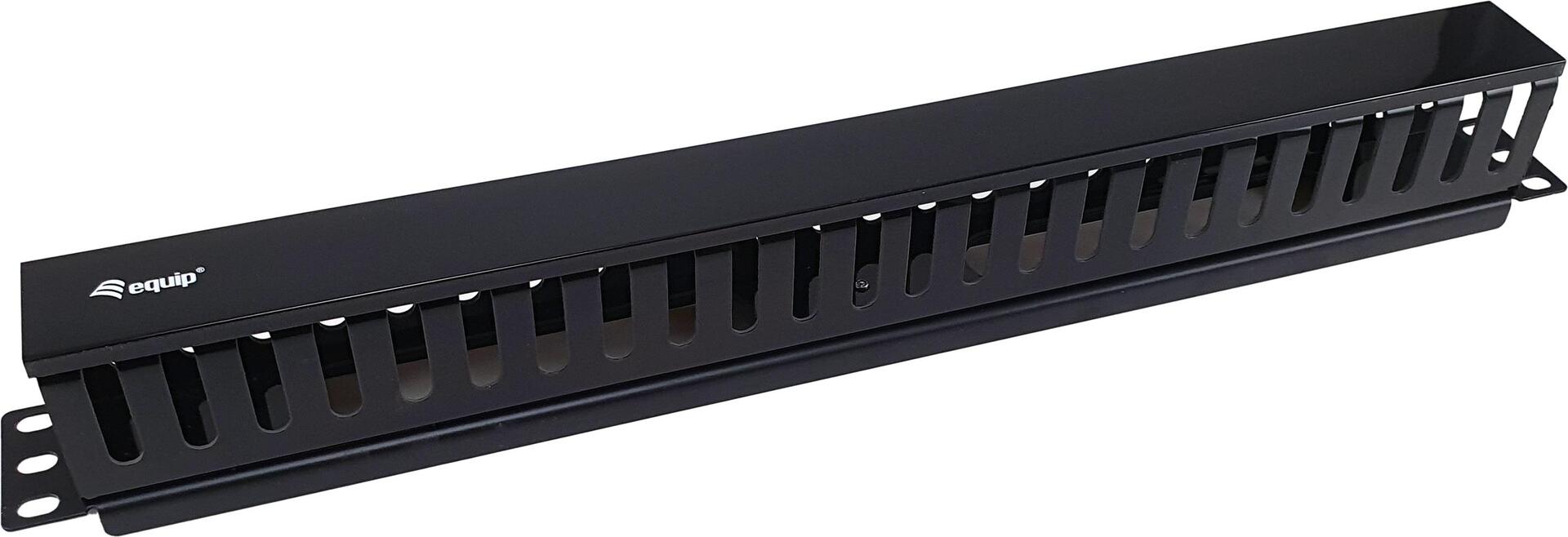 Equip 19" Rack Mount Kabelmanagement-Panel, Schwarz. Typ: Kabelmanagementtafel, Produktfarbe: Schwarz, Rack-Kapazität: 1U. Breite: 482,6 mm, Tiefe: 44,5 mm, Höhe: 60 mm. Verpackungsbreite: 490 mm, Verpackungstiefe: 65 mm, Verpackungshöhe: 50 mm. Breite des Versandkartons: 500 mm, Länge des Versandkartons: 270 mm, Höhe des Versandkartons: 360 mm (327314)