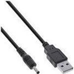 InLine® USB DC Stromadapterkabel, USB A Stecker zu DC 3,5x1,35mm Hohlstecker, schwarz, 3m (26806C)